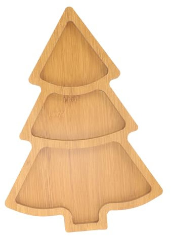TOPBATHY Christmas Tree Tray Seasoning Dish Nut Serving Platter Xmas Appetizer Plate Wood Dinner Plate