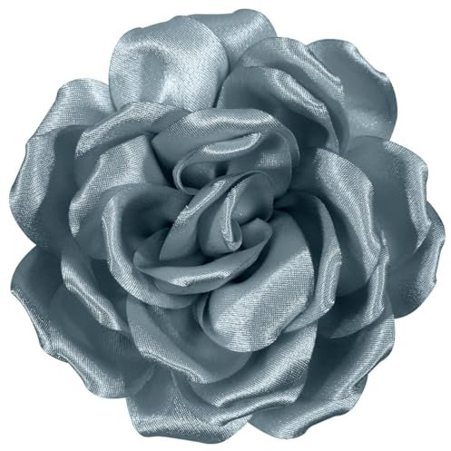 Mecool Broche de rosa grande para corte de pelo, pinza para el pelo para niñas, accesorios de fiesta de boda, color azul