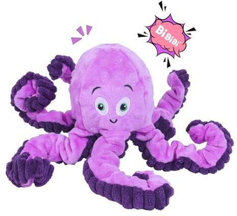 TONGKTAI Hundespielzeug Quietschend, Interaktives Plüsch Oktopus Ziehspielzeug, Unzerstörbar Welpenspielzeug für Kleine, Mittelgroße und Große Hunde um sie zu Beschäftigen