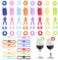 ZHXGO 52Pcs Reusable Silicone Wine Glass Markers Set, 8 Shapes Colorful Drink Charm Identifiers for Champagne, Non-Slip, Dishwasher Safe Cocktails & Martinis for Party Reception Accessories