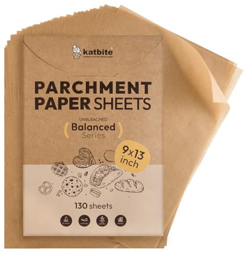 Heavy Duty Baking Paper Sheets 100 Pcs,9X13 Inchs (23x33 cm) Katbite Precut Parchment Paper for Baking Cookies, Bread, Meat, Pizza