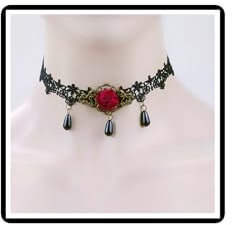 Dishowme Pearl Rose Flower Choker Necklace Gothic Velvet Lace Collar Necklace Vintage Faux Pearl Royal Jewelry for Women (Black B)