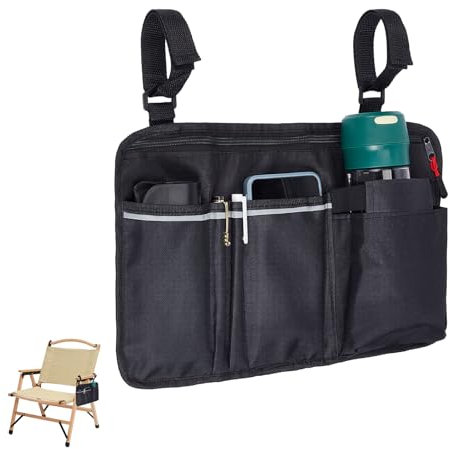 NICENEEDED Beach Chair Cup Holder, Camping Chair Side Hanging Storage Organizer Pouch Chair Arm Organizer, Universal Water Bottle Holder for Patio Lounger Foldable Camping Office Chair