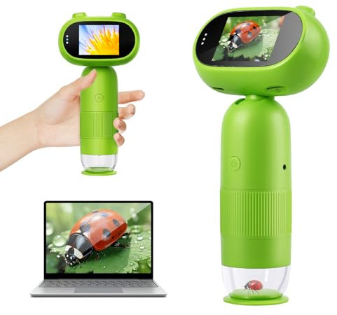 Weinsamkeit Handy Mikroskop für Kinder, 1000x tragbares Taschenmikroskop mit 2.0 IPS-Bildschirm, Mini-Mikroskopkamera für Kinder ab 3+ Jahre, Geburtstagsgeschenke Draussen Spielzeug ab 3+ Jahre Jungen