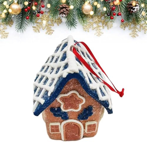Kit per la casa di pan di zenzero 3D, micro ornamenti per albero di Natale, piccole palline di Natale di pan di zenzero, decorazioni da appendere, casa di villaggio di pan di zenzero, giardino fatato,