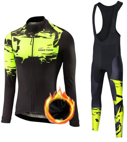 UGLY FROG Winter Thermofleecefutter Damen-Radtrikots Anzüge Langarm-Top + Trägerhose Hose mit 20D-Sitzpolsterung MTB Straße Set