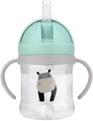S&L Sippy Cup for 6+ Months, Leak-proof Toddler Water Bottle with Straw, toddler cup BPA-Free Non Spill Water Bottle Kids Trainer with Handles, Ideal Baby/Toddler Drinking [Green Style, 250ml]