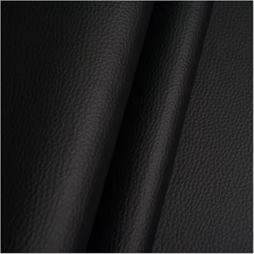 Fabreco - KUNSTLEDER Schwarz Meterware (3M x 140cm) – Lederimitat in Lederoptik - Bezugsstoff Meterware für Möbelstoffe - Stoffe für Stühle Beziehen - Polsterstoff, Polsterbezug & Möbelstoff (Schwarz)