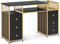 M MCombo Schreibtisch mit 6 Schubladen, Nageltisch c, Manikürtisch, Schminktisch ohne Spiegel Modern, Computertisch mit Ablagen Wohnzimmer, 46x125x81cm, 2425 (Schwarz-Gold)