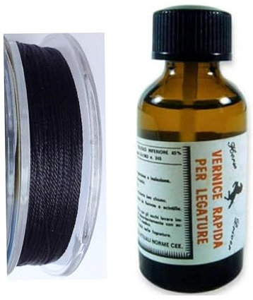 Filo Per Legature Anelli Colla Canna Pesca Kit Riparazione Canne Colore Nero metri 25