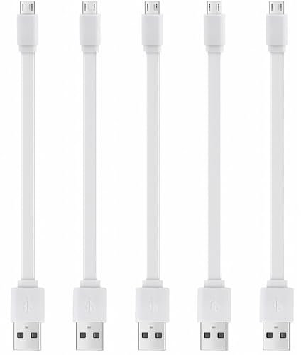 pluX Short Micro USB Cable, 30cm 5Pack Fast Charging Cable 0.3m Micro USB Charger Lead Android Cable Compatible with Samsung Galaxy S7 S6 S5, Nexus, LG, PS4, HTC, Motorola, Kindle and More (White)