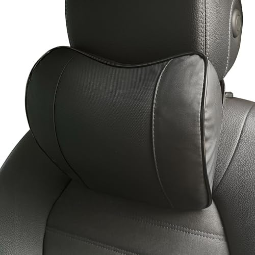 duoyif Cuscino Collo Per Sedile Auto, Poggiatesta Auto Cuscino, Poggiatesta Per Auto In Pelle Memory Foam, Cuscino Da Viaggio Per Il Supporto Del Collo, Per Ufficio Guida 1pezzo (Premium nero)