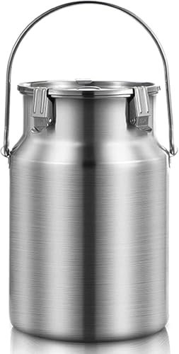 Bidon À Lait en Acier Inoxydable 304,Portables Seau À Vin Pot Bidon avec Couvercle Poignées Hermétique Récipient,Menage Seau Alimentaire,Jerrican Alimentaire,FUT De Biere,Seau Metal 10L