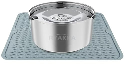 RYAKKA 3L Water Bowl Dog Without Drooling Including Mat Stainless Steel Travel Bowls for Large Dogs No Mess Non-Slip & Leak-Proof Dogs Slow Feeder Dog Bowl