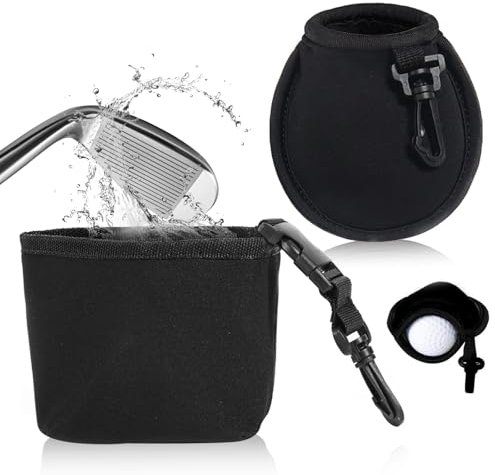2PCS Golf Ball Cleaner, Balls Scrub Bag Portable Cleaner Pouch Golf Ball Washer Pocket Wipe Waterproof Cleaning Bag Accessories Storage Black