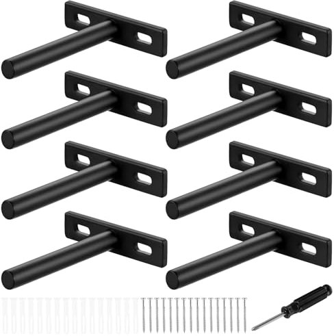 8 Pièces Equerre Etagere Murale, 75mm SupportEtagere Murale Fixation Invisible Étagère, Support d'Étagère Flottante, Fixation Etagere Invisible Charge Lourde en Métal pour Bricolage(Noir)