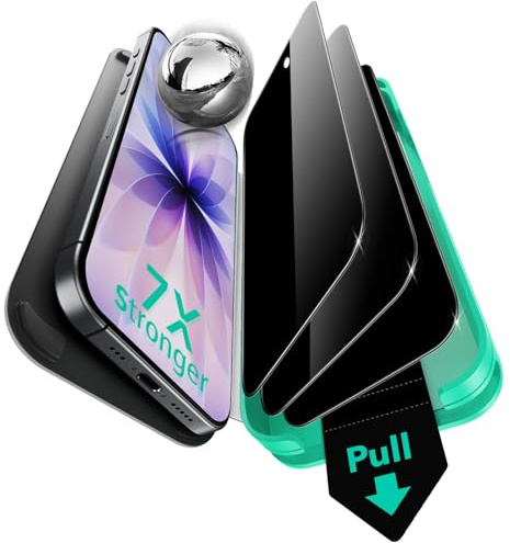 ESR 3 Stück für iPhone 17/16 Pro für Panzerglas Sichtschutz, Armorite | 7X Stoßschutz, 9H+ gehärtetes Glas, Anti-Spy, One-Pull Schnellinstallation, UltraFit-Ablage,Vollflächig Displayschutzfolie