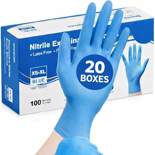 MEDITOP 2000 x Blue Disposable Large Nitrile Examination Gloves Multipurpose,Mechanical, Industrial, Hair & Beauty, Janitorial, Multipurpose-Powder Free(2000 Gloves, L)