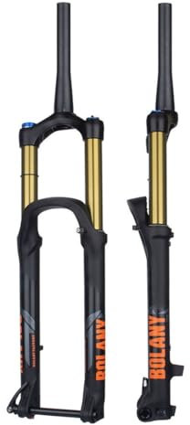 QHYRZE 27,5 29 Mountainbike Federgabel Federweg 160mm XC/AM MTB Luftgabel Zugstufeneinstellung 1-1/2 Konische Gabel Steckachse 15 * 110mm Boost，mit Schloss(Gold,27.5inch)