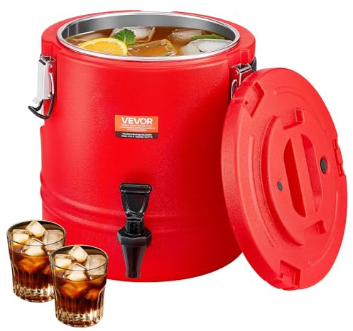 VEVOR Distributeur de Boissons Isotherme 11,4 L, Fontaine à Eau Chaude et Froide Non Électrique avec Robinet, Conteneur Isotherme de Qualité Alimentaire, avec Intérieur en Inox 304, pour Camping