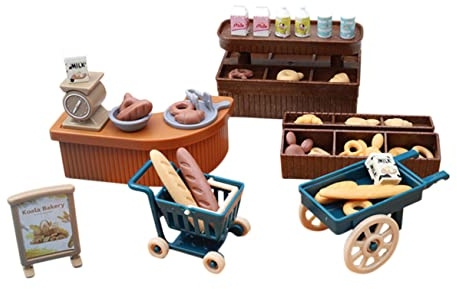 CLISPEED Miniatur Deko Realistische Mini Bäckerei Modell mit Mini Brot Ornamente Puppenhaus Zubehör für Miniaturhäuser Weihnachts Dekoration