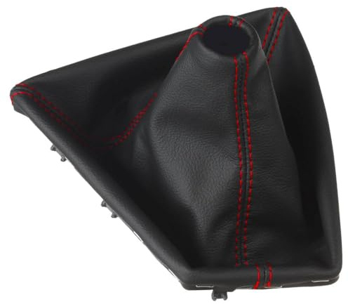 ICT Schaltsack Leder kompatibel mit BMW 1er 2er (Naht rot) | F20 F21 F22 F23 F87 inklusive Kunststoffrahmen Schaltgetriebe Schaltmanschette Manschette Schaltung Zubehör