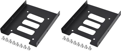 TRIXES Black Metal Internal Mounting Kit for 2.5 Inch SSD Laptop Drives & 3.5 Inch Hard Disk Drives - Bracket for Hard Drive - High Performance Mounting Replacement for Hard Drive (Pack of 2)