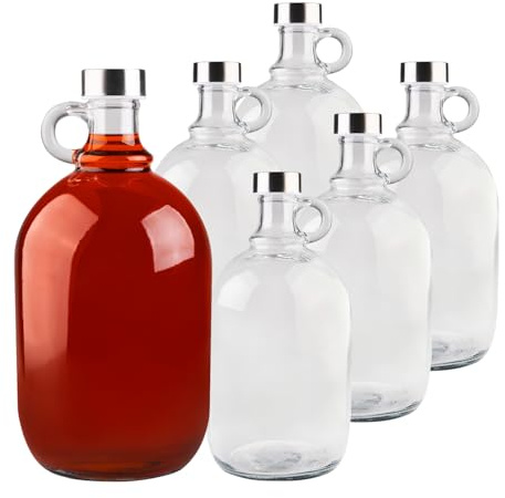 SUPERBUTELKI.PL 6 Stück Glasflaschen 2L Gallone für Liköre, Wein, Schnaps und Säfte – robust & vielseitig