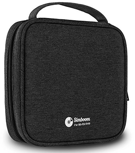SIMBOOM 32 CD Tasche Mappe Etui für Discs Aufbewahrung Nylon, Wasserdicht Tragetasche für Auto, Büro, Wohnzimmer und Zuhause, Transport-Hüllen - Schwarz