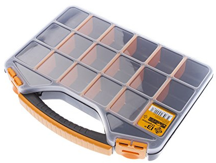 Forte Tools ORG-13 Werkzeugbox in 33x25x5 cm, Aufbewahrungsbox, Organizer mit 18 verschiedenen Fächern, entnehmbar, stabile Box, kratzfester Deckel (000051144773)