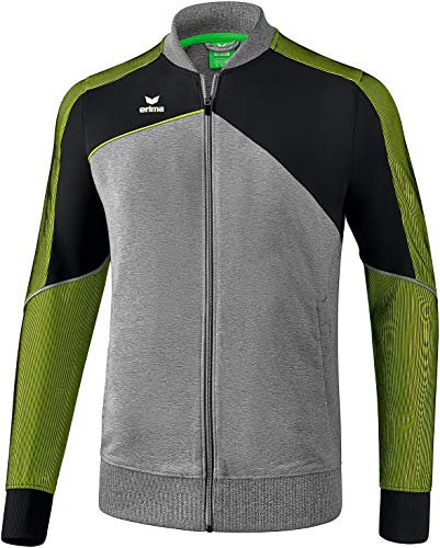 ERIMA Herren Jacke Premium One 2.0 Präsentationsjacke, grau melange/schwarz/lime pop, M, 1011806