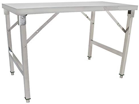 Beeketal 'BA120-60K' Edelstahl Küchen Arbeitstisch klappbar mit 120 kg Tragkraft und justierbaren Stellfüßen, Abmessung Klapptisch aufgebaut (L/B/H): ca. 1200 x 590 x 800 mm
