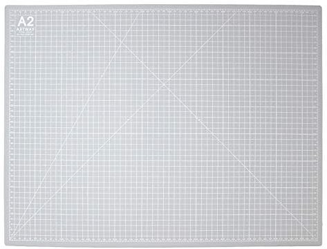 Artway A2 Cutting Mat – Self Healing – Double Sided - Grid Markings in Centimetres/Inches, White,grey