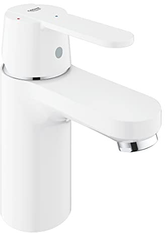 GROHE Get - Einhand- Waschtischarmatur (wassersparend, variable Mengenbegrenzung, schnelle Befestigung, flexible Anschlussschläuche), moon white, 23586LS0