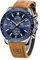 BENYAR Herren Uhr Chronograph Analogue Quartz Wasserdicht Business Blau Zifferblatt Armbanduhr mit Braunes Leder Armband