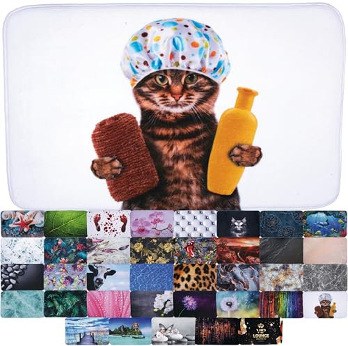 Sanilo Badteppich, viele schöne Badematten zur Auswahl, Badvorleger sehr weich und rutschfest, waschbar und schnelltrocknend (Shower Cat, 50 x 80 cm)
