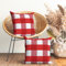 Encasa XO Kissenbezüge 2 Stück (50x50 cm) - Buffalo Red Checks - Weiche Baumwolle Leinwand Ungefärbt Rechteckige Kissenbezug Bunte Dekorative für Wohnzimmer Schlafzimmer Sofa Waschbar