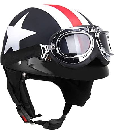 GoolRC Motorradhelm, mittelgroß, offen, mit Visier, Schal, Motorradhelm
