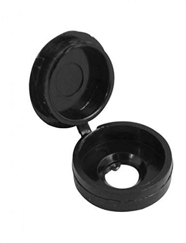 100x Pack Plastic Fold Over Hinged Screw Head Cap Snap Cover Small to fit 6G - 8G (Black)