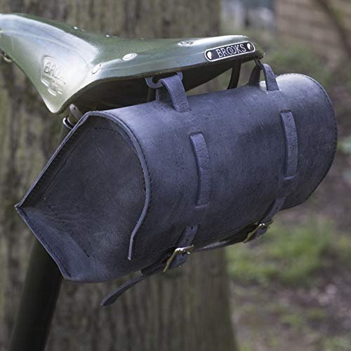 London Craftwork Fahrradtasche Echtleder Sattel/Lenker/Rahmentasche (schwarz) XL-BL-RAW