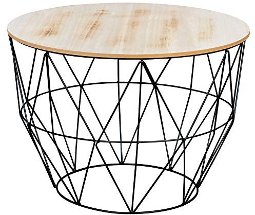 levandeo Beistelltisch Metall H40cm Metallkorb Drahtkorb Schwarz Couchtisch Deckel Aufbewahrung Design Deko Tisch