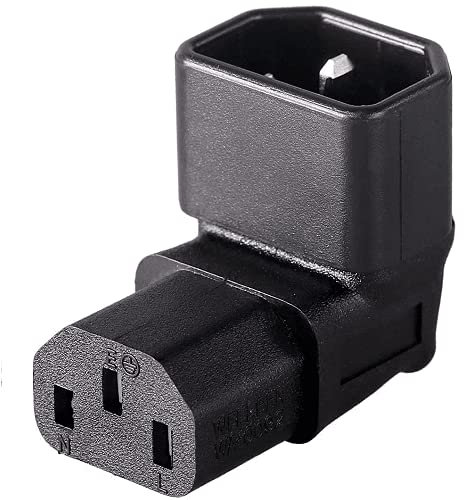 CABLEPELADO Adapter IEC C14 auf C13, gewinkelt, Adapter C14 auf C13, Stecker IEC 320 C13 auf C14, 180 Grad, 10 A, 250 V, geeignet für Computer, Monitor, Drucker, USV, UPS, Server | schwarz | 180º