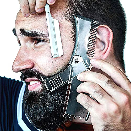 Bartformer-Schablone, Bartformwerkzeug, Styling-Kamm-Schablone für Ziegenbart, Schnurrbart, Koteletten, Gesichtshaar, Trimmanleitung für Männer