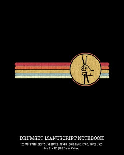 Drumset manuscript notebook: Drums blank sheet music notebook. Accessories for drum lover, drums Teacher & music Students. (8” x 10”, 120 pages) Ideal for musicians, percussionists and song writers