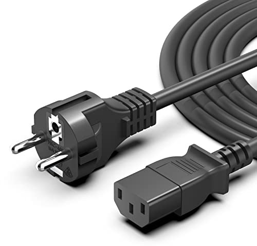 HKY 3-polig Kaltgerätekabel 2m, PC Stromkabel für Monitor, Drucker, PS3 / PS4 PRO, Notebook Laptop Netzkabel Kaltgeräte Kabel Schutzkontakt Stecker Typ F (CEE 7/4) auf C13 Buchse Computer