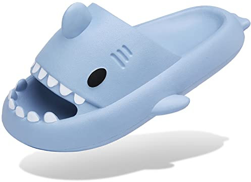 Unisex Hai Badelatschen Sommer Hausschuhe Badeschlappen rutschfeste Dusch Badeschuhe Strand Sandalen Damen Herren Cloud Shark Slides Slippers, Blau, 40/41 EU