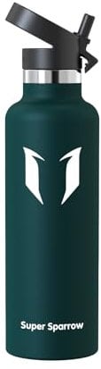 Super Sparrow Water Bottle 750ml - FlipFlow Insulated Metal Water Bottles with Straw Lid - BPA-Free Kids Bottles Stainless Steel & Leakproof Thermal Flask - Ideal for Home, Office, Travel or Sports