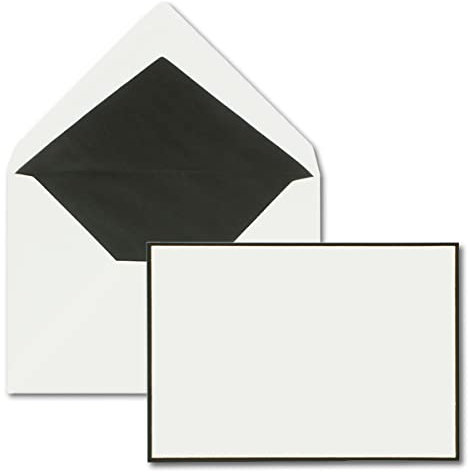 25x Trauerumschläge DIN C6-11,4 x 16,2 cm - Briefumschläge für Trauerkarten und Kondolenz mit handgemachtem schwarzem Trauer-Rand und schwarzem Seidenfutter