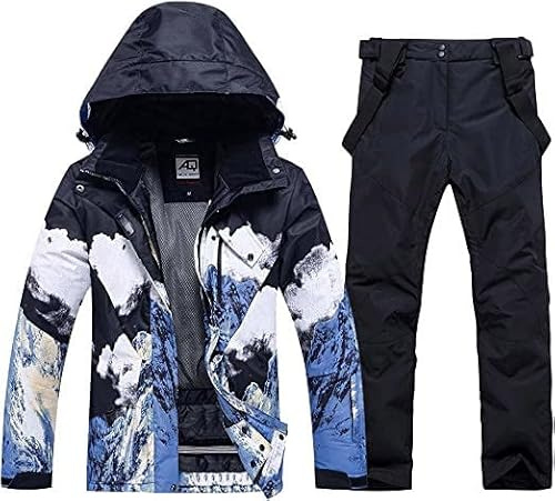 HOTIAN Combinaison de ski pour homme - Veste et pantalon - Ensemble d'hiver chaud pour la neige, le ski, la randonnée, l'escalade, le snowboard isolé, L