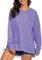 APEIYU Womens Casual Long Sleeve Tops Round Neck Sweatshirt Loose High Low Pullover Tunic Tops with Side Cutouts Purple M